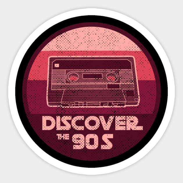 DISCOVER THE 90S vintage retro 90s nostalgia design second color version with distress Sticker by leepianti